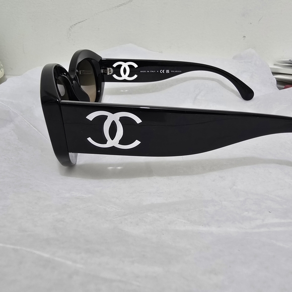 CHANEL Black and Brown Oval Sunglasses, NEW with BOX - Picture 3 of 14
